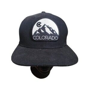 Colorado Limited Rocky Mountains Hat Black Cap Adjustable Snapback Wool Blend